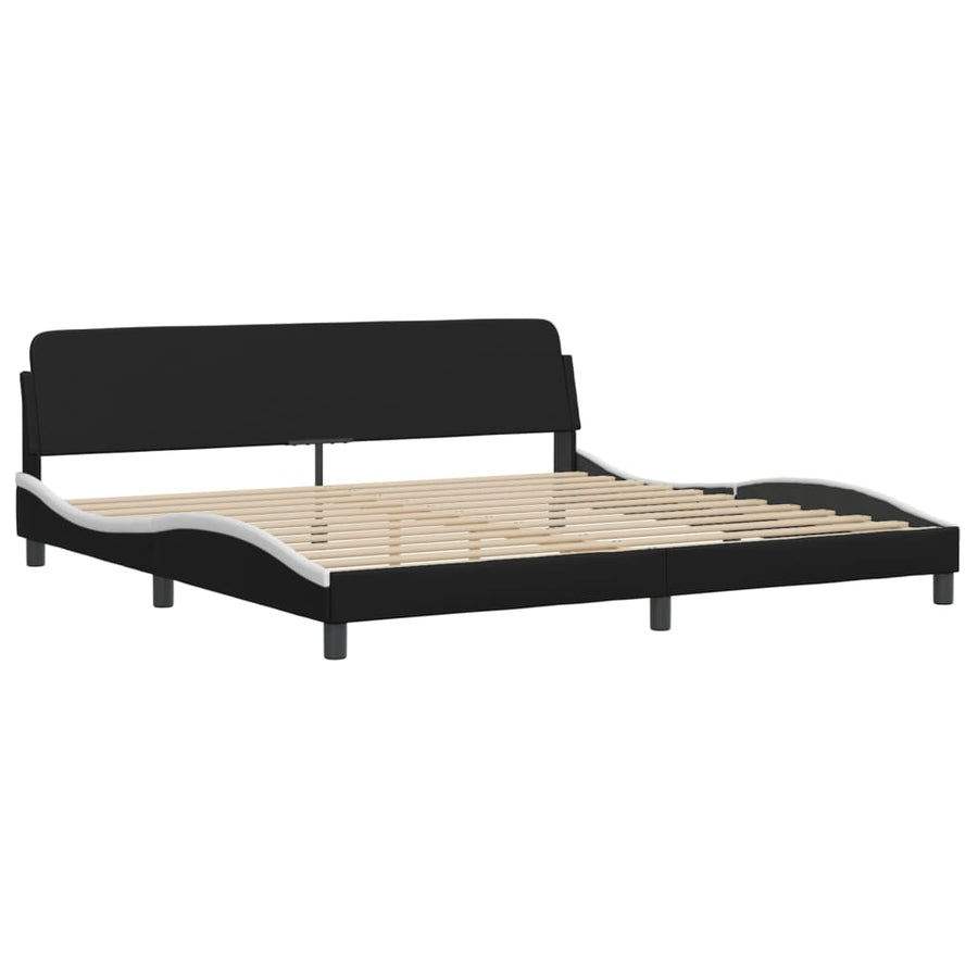 Bedframe Met Hoofdbord Kunstleer 200 x 200 cm Zwart en wit