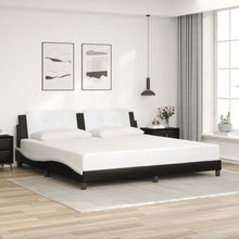 Bedframe Met Hoofdbord Kunstleer 200 x 200 cm Zwart en wit