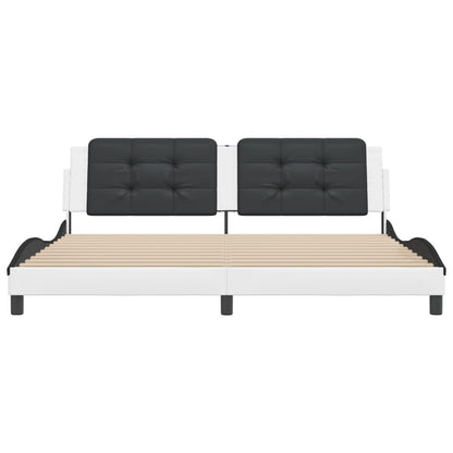 Bedframe met hoofdbord kunstleer wit en zwart 200x200 cm