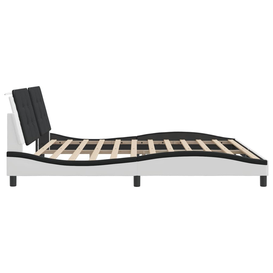 Bedframe met hoofdbord kunstleer wit en zwart 200x200 cm