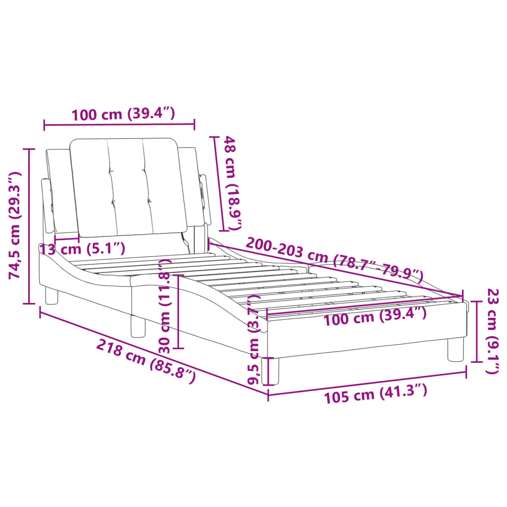 Bedframe zonder matras "Zadar" kunstleer zwart 100x203 cm
