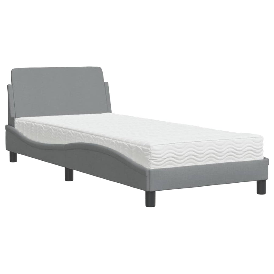 Bed met matras stof lichtgrijs 80x200 cm