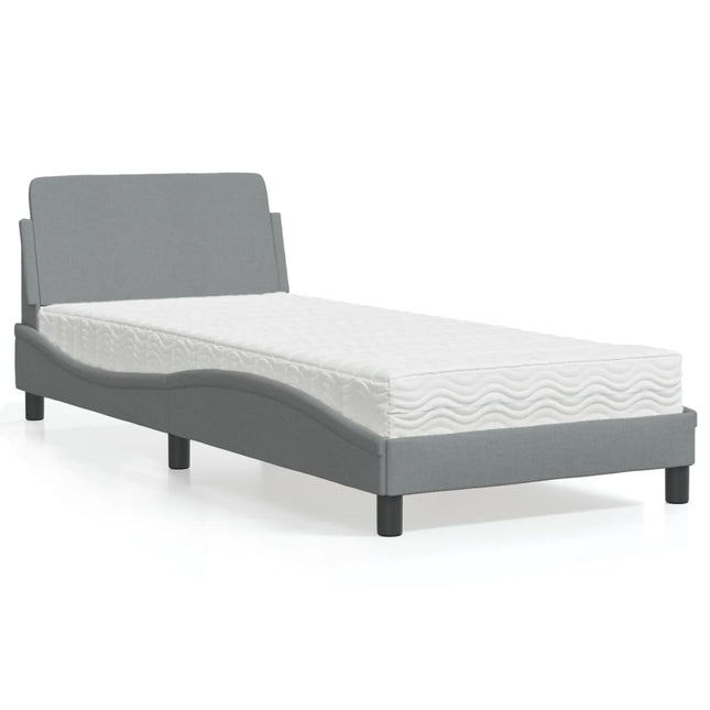 Bed met matras stof lichtgrijs 80x200 cm