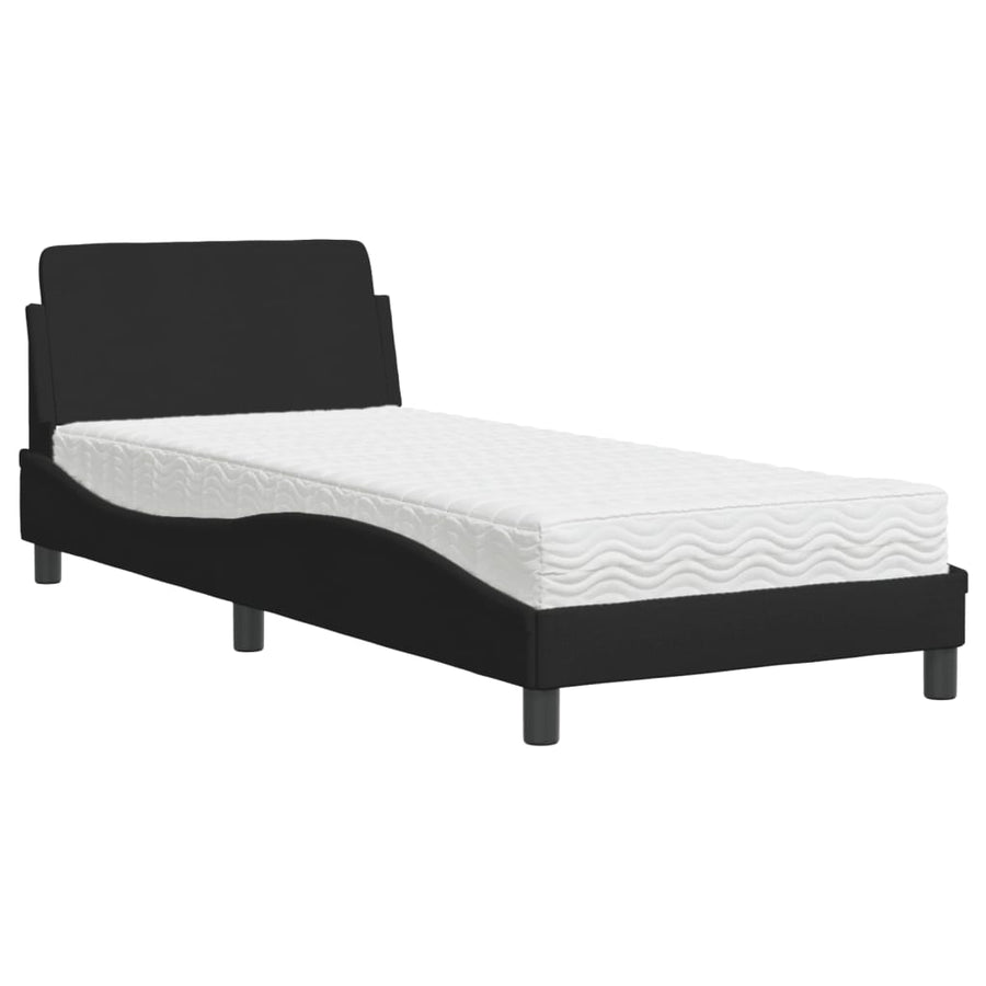 Bed met matras stof zwart 80x200 cm