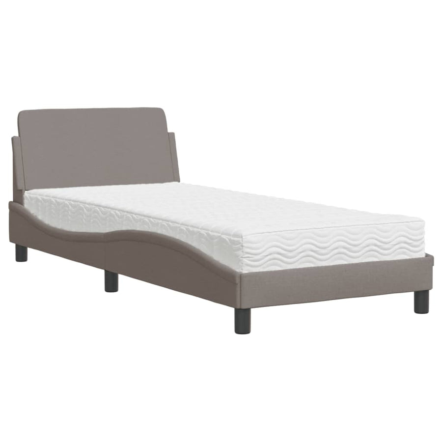 Bed met matras stof taupe 80x200 cm