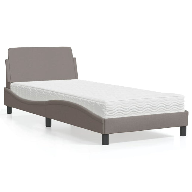 Bed met matras stof taupe 80x200 cm