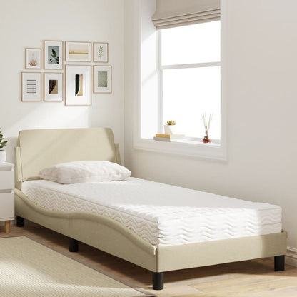 Bed met matras stof crèmekleurig 80x200 cm