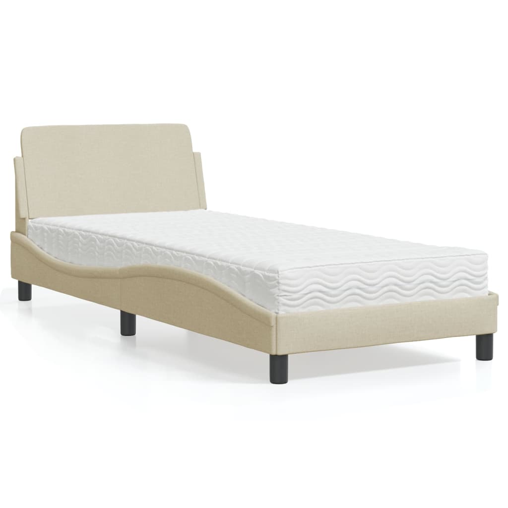 Bed met matras stof crèmekleurig 80x200 cm