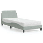 Bed met matras fluweel lichtgrijs 80x200 cm