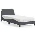 Bed met matras fluweel donkergrijs 80x200 cm