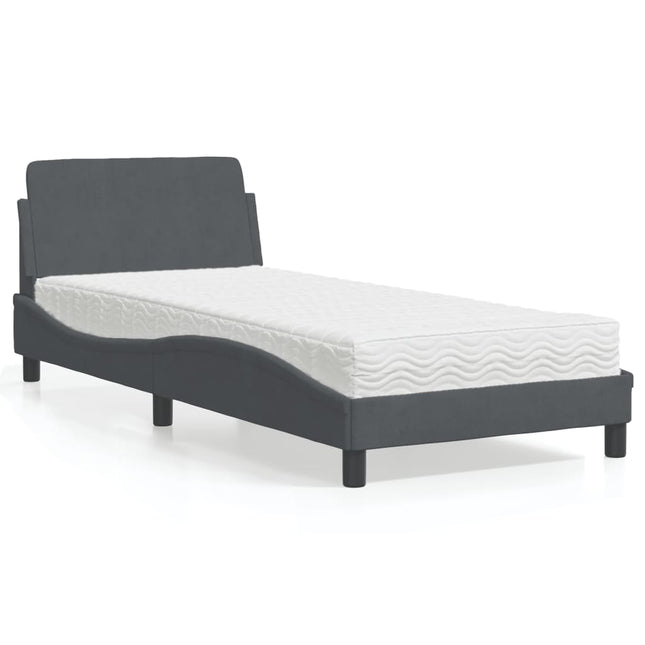 Bed met matras fluweel donkergrijs 80x200 cm