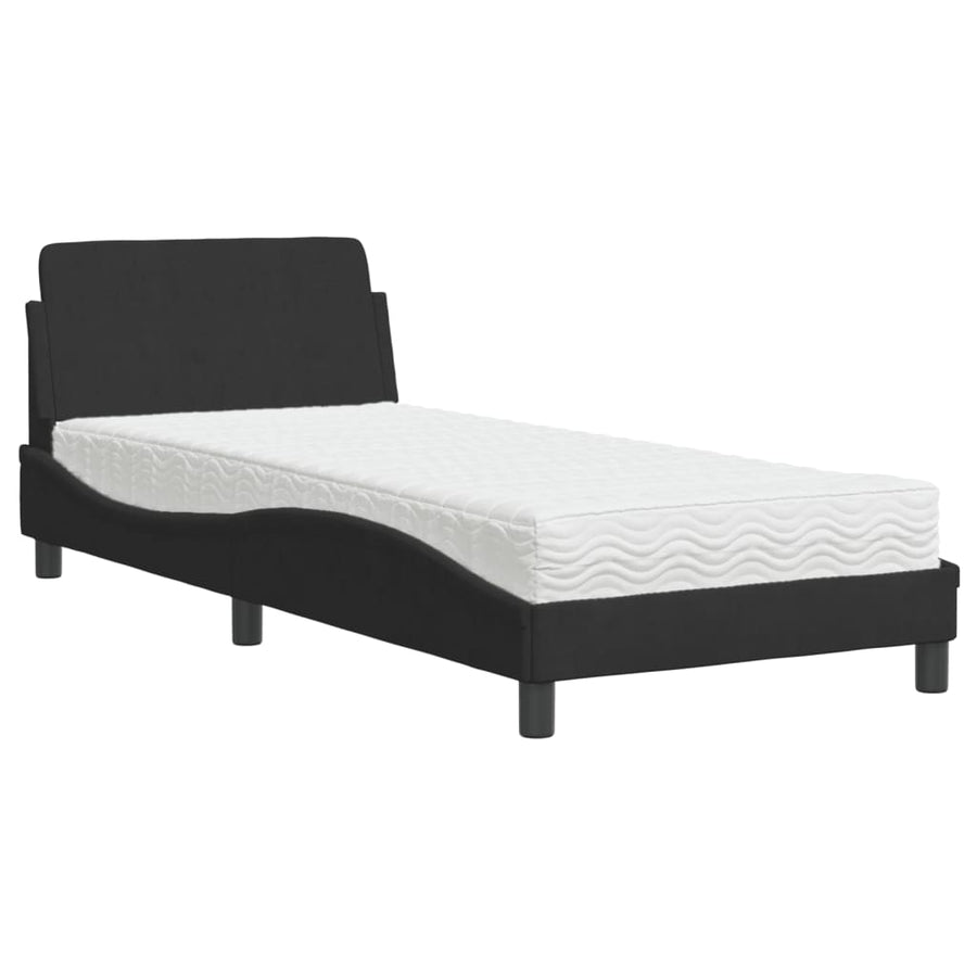 Bed met matras fluweel zwart 80x200 cm