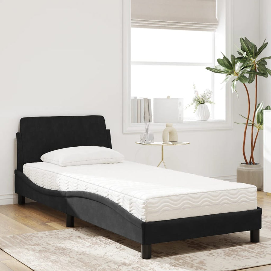Bed met matras fluweel zwart 80x200 cm