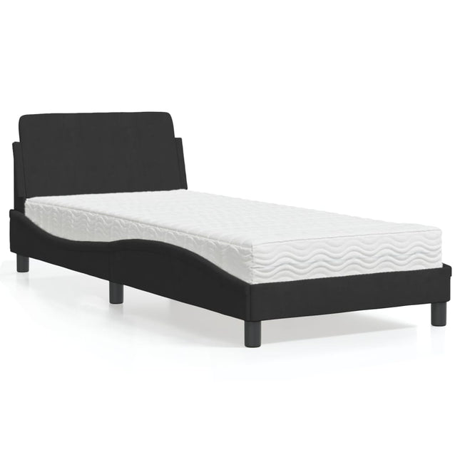 Bed met matras fluweel zwart 80x200 cm