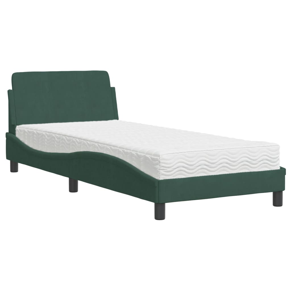 Bed met matras fluweel donkergroen 80x200 cm