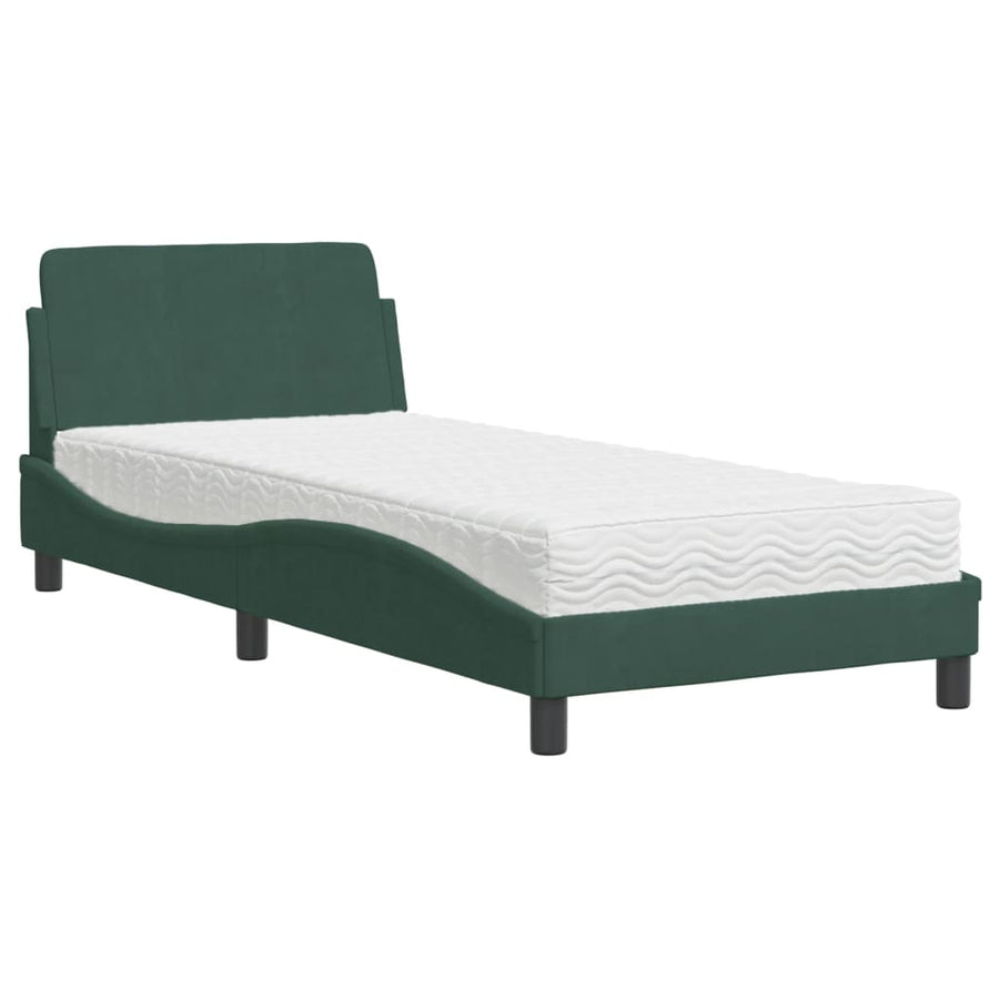 Bed met matras fluweel donkergroen 80x200 cm