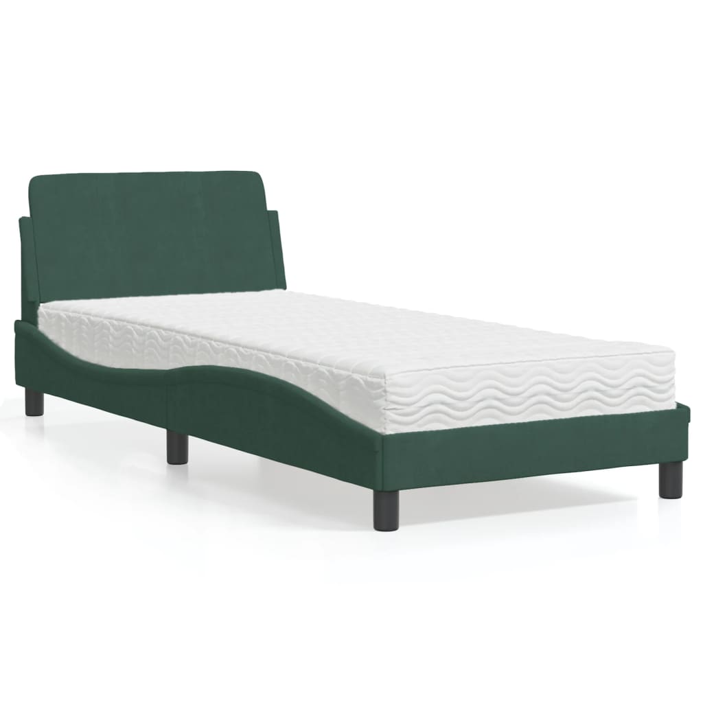 Bed met matras fluweel donkergroen 80x200 cm