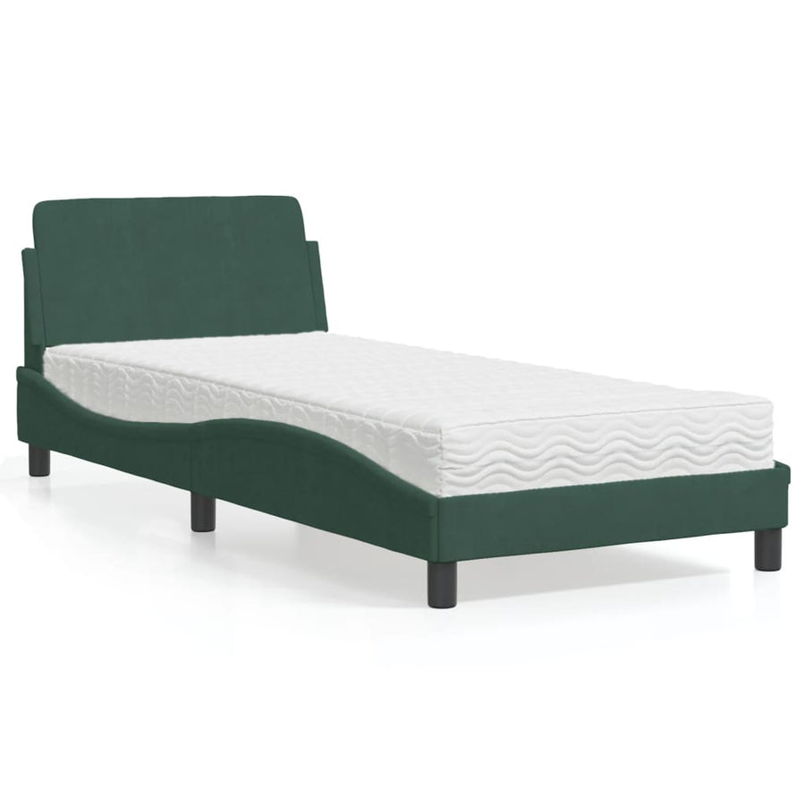 Bed met matras fluweel donkergroen 80x200 cm