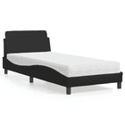 Bed met matras kunstleer zwart 80x200 cm