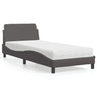 Bed met matras kunstleer grijs 80x200 cm