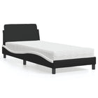 Bed met matras kunstleer zwart en wit 80x200 cm