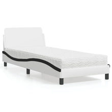 Bed Met Matras Kunstleer En 80 x 200 cm Wit en zwart