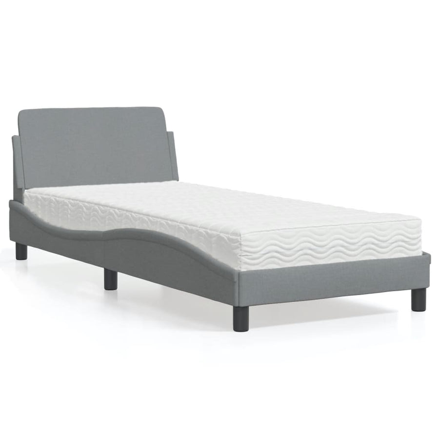 Bed met matras stof lichtgrijs 90x190 cm