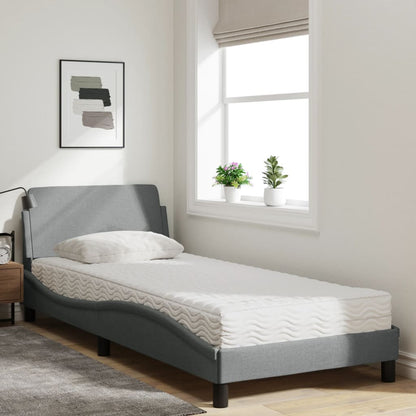 Bed met matras stof lichtgrijs 90x190 cm