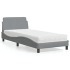 Bed met matras stof lichtgrijs 90x190 cm