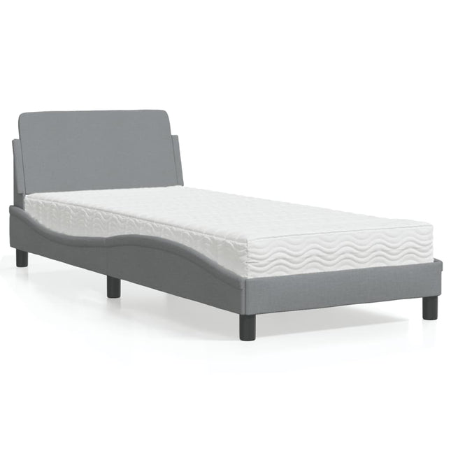 Bed met matras stof lichtgrijs 90x190 cm