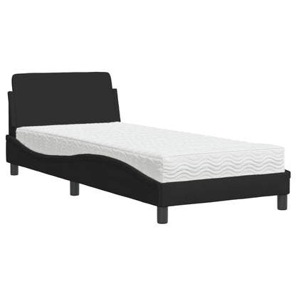 Bed met matras stof zwart 90x190 cm