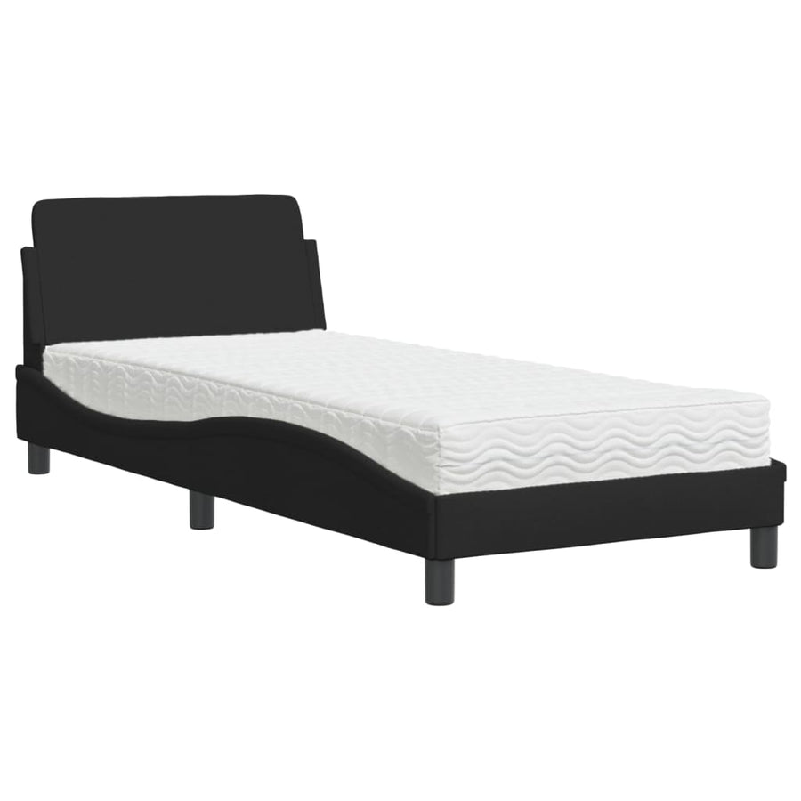 Bed met matras stof zwart 90x190 cm