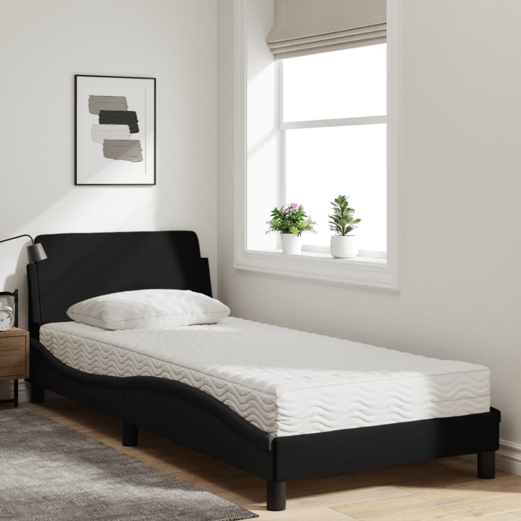 Bed met matras stof zwart 90x190 cm