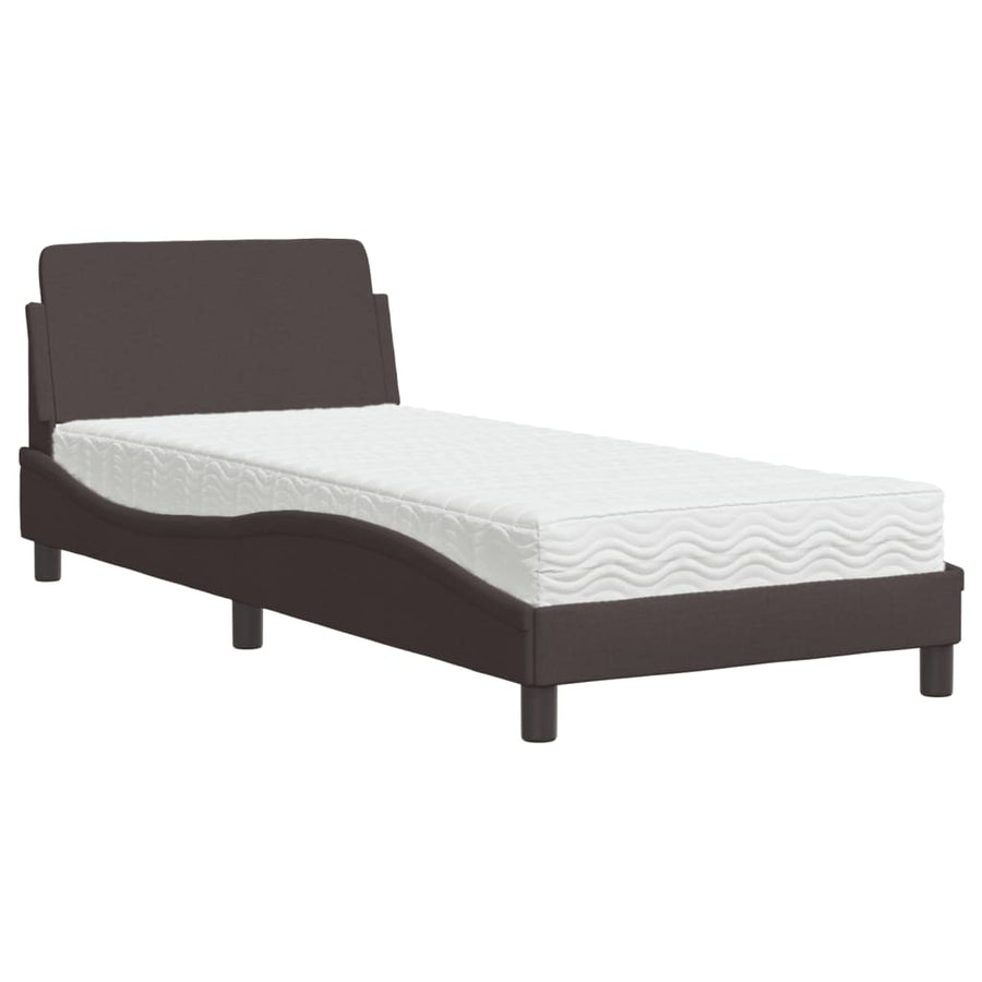 Bed Met Matras Stof 90 x 190 cm Donkerbruin