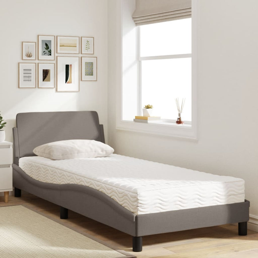 Bed met matras stof taupe 90x190 cm