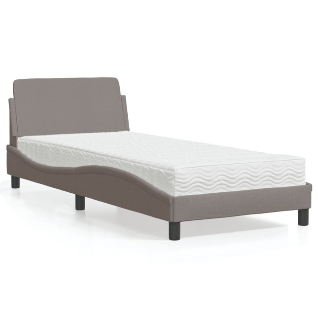 Bed met matras stof taupe 90x190 cm