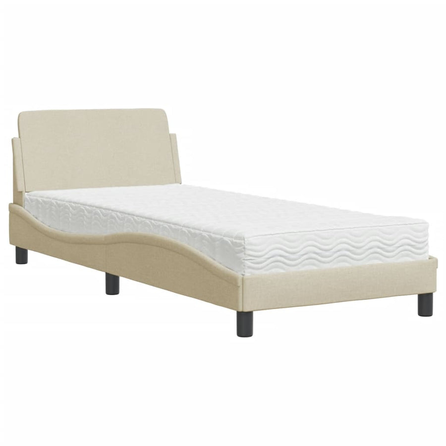 Bed met matras "Dover" stof crèmekleurig 90x190 cm