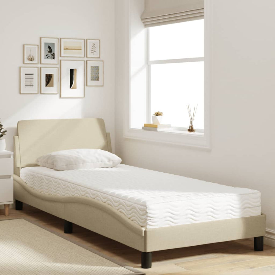 Bed met matras "Dover" stof crèmekleurig 90x190 cm