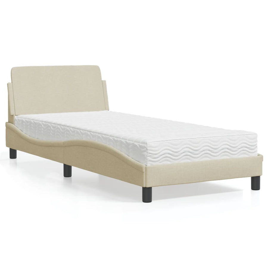 Bed met matras "Dover" stof crèmekleurig 90x190 cm