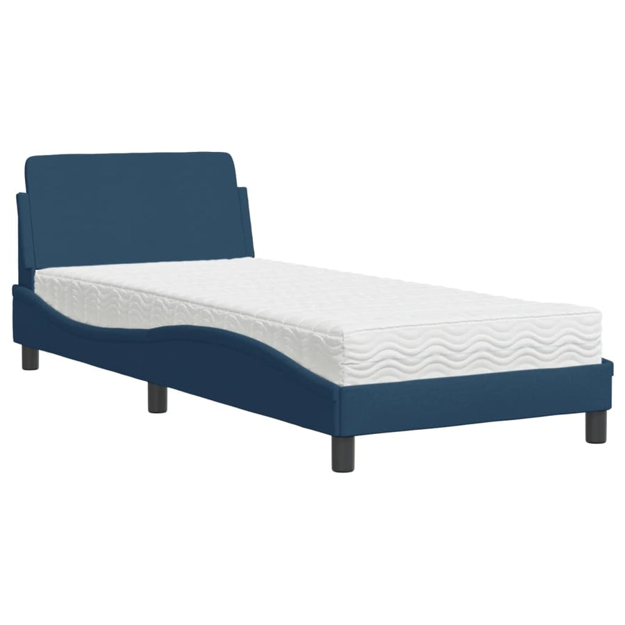 Bed met matras "Dover" stof blauw 90x190 cm