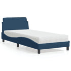 Bed with mattress "Dover" blue fabric 90x190 cm