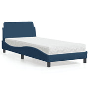 Bed met matras 90x190 cm blauw stof