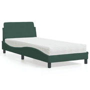Bed met matras 90x190 cm donkergroen fluweel