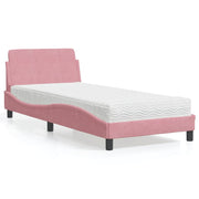 Bed met matras 90x190 cm roze fluweel