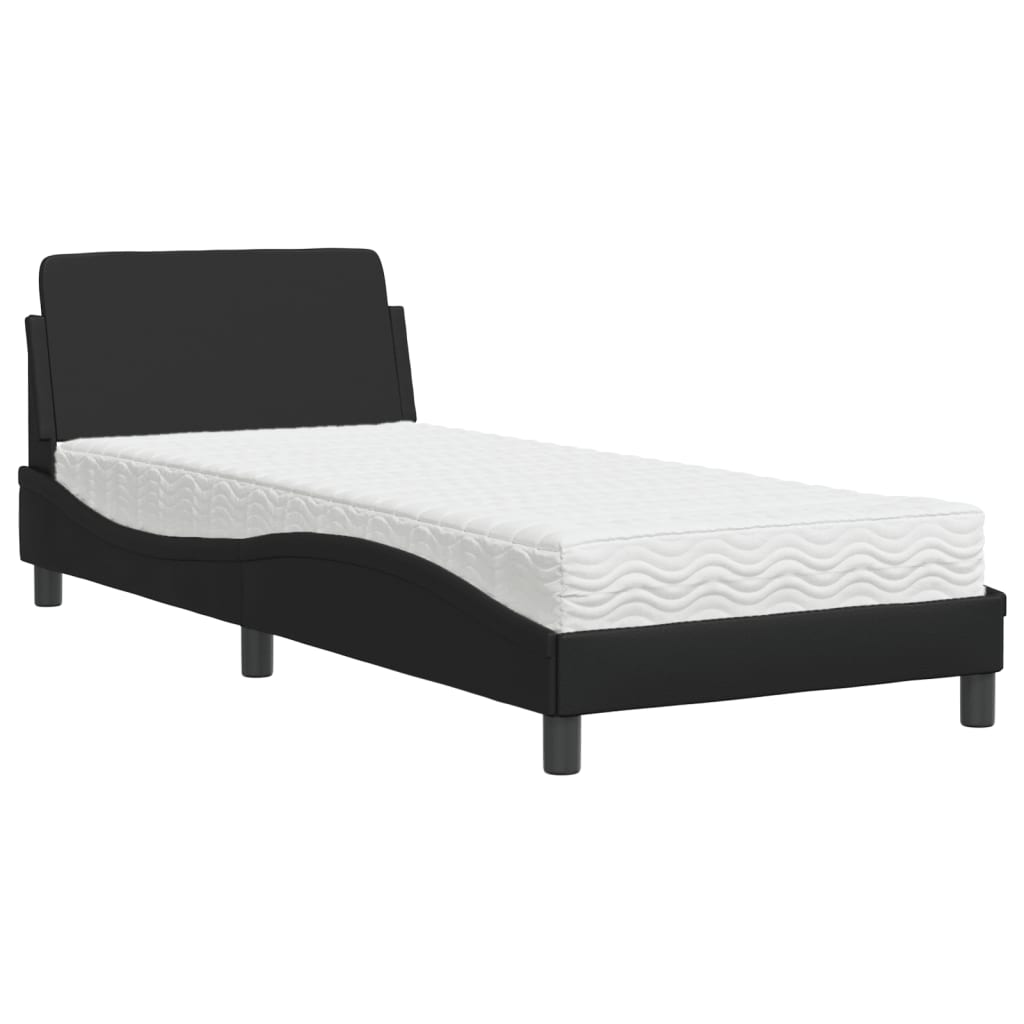 Bed met matras kunstleer zwart 90x190 cm