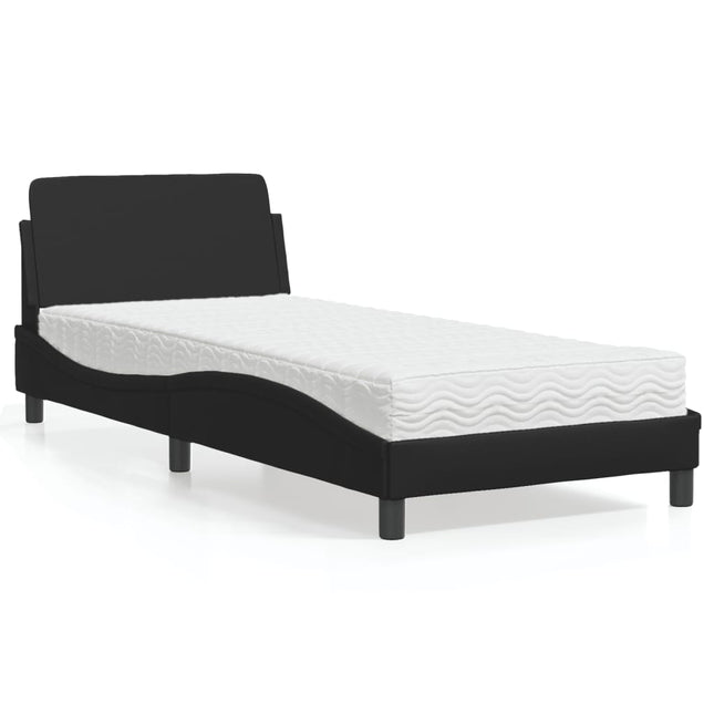 Bed met matras kunstleer zwart 90x190 cm