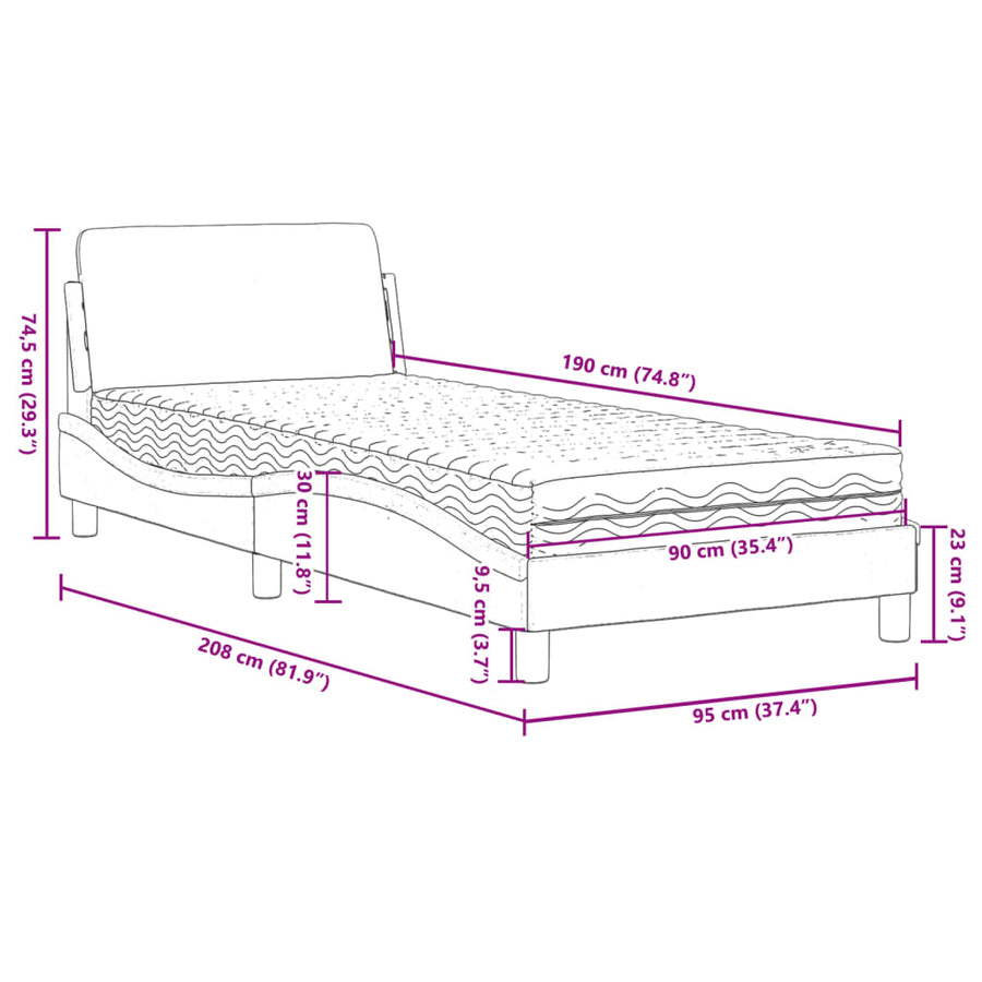 Bed met matras kunstleer wit 90x190 cm