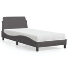 Bed met matras kunstleer grijs 90x190 cm