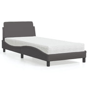 Bed met matras grijs 90x190 cm kunstleer