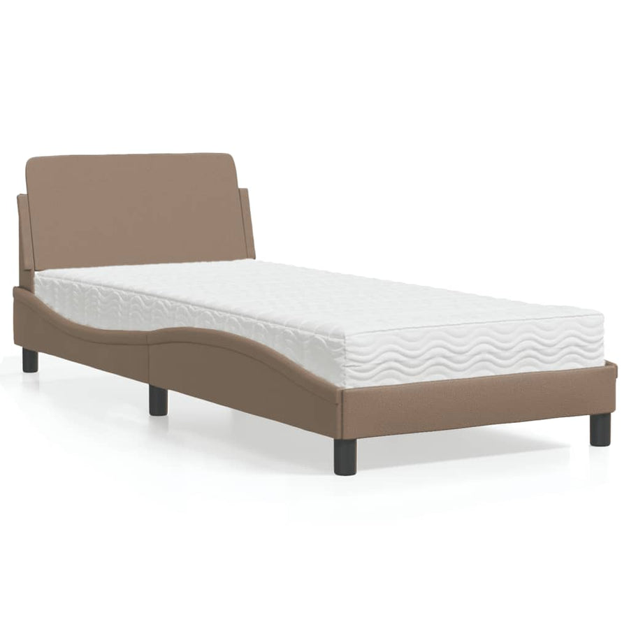 Bed met matras kunstleer cappuccinokleurig 90x190 cm